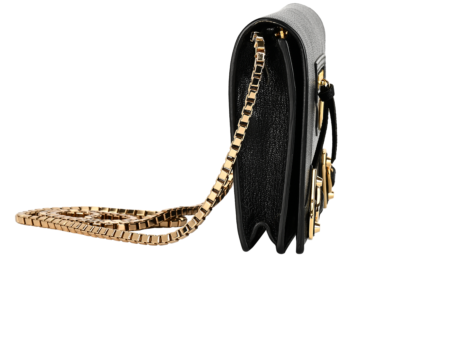 City Wallet On Chain, &pound;495, Handbags, Black, Leather, Side view
